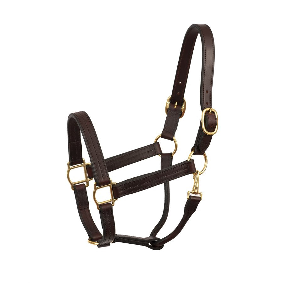 Heavy Duty Havana Leather Track Halter w/snap