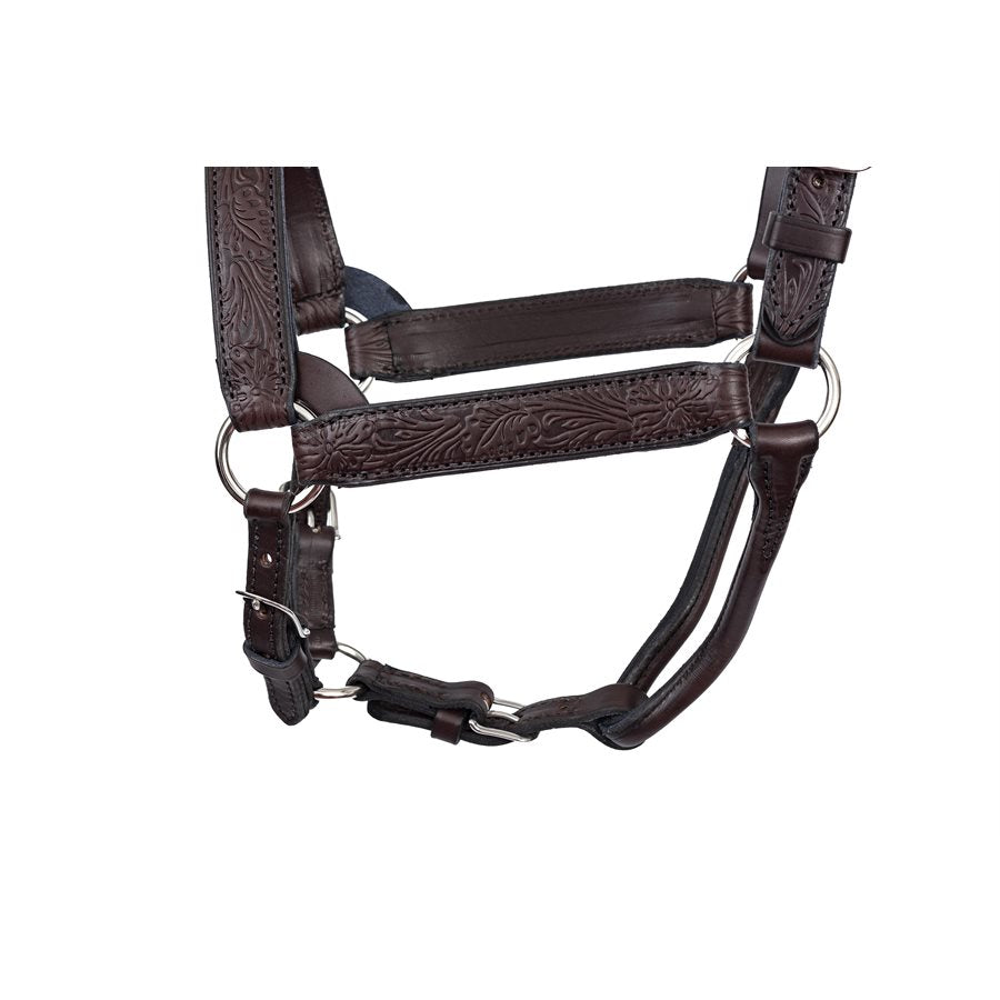 Floral Embossed Havana Leather Halter