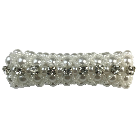 Large Pearl Scrunchie with Beads & Crystals