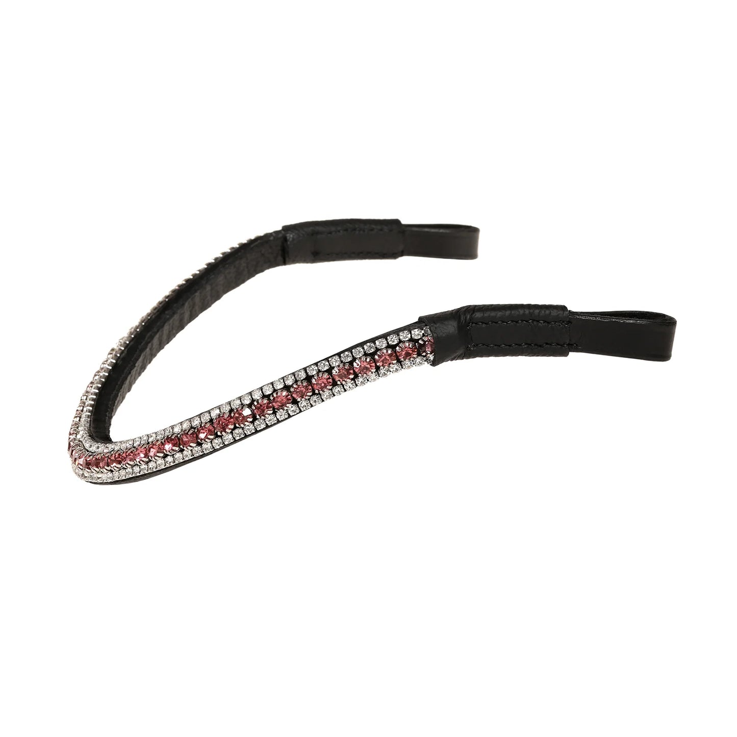 Lavender Crystal Browband (Black Leather)