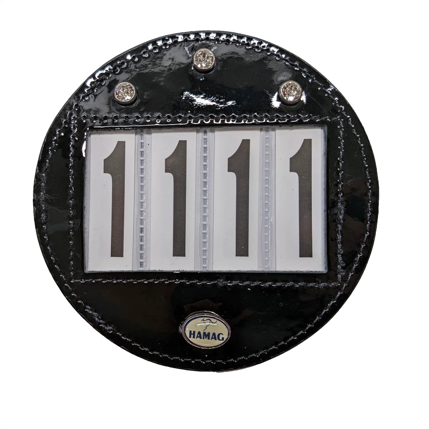 Round Patent Leather Bridle Number Holders (Pair)