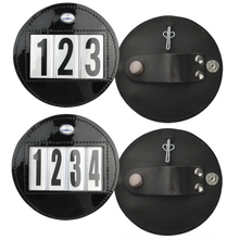 Load image into Gallery viewer, Round Patent Leather Bridle Number Holders (Pair)