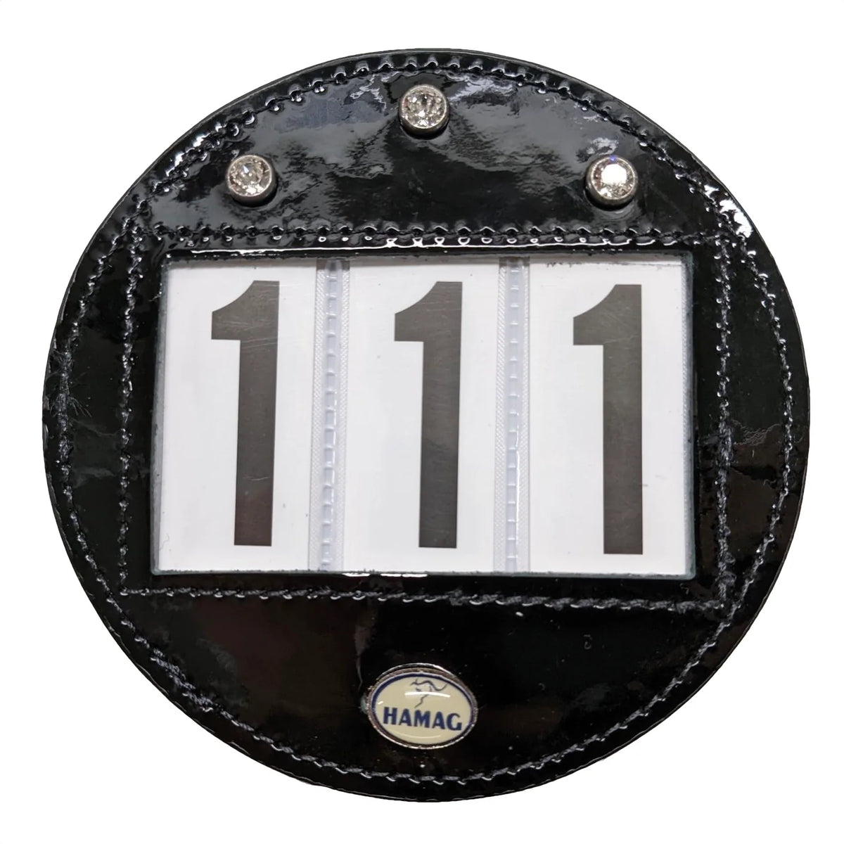 Round Patent Leather Bridle Number Holders (Pair)