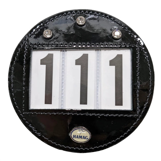 Round Patent Leather Bridle Number Holders (Pair)