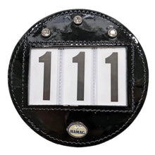 Load image into Gallery viewer, Round Patent Leather Bridle Number Holders (Pair)
