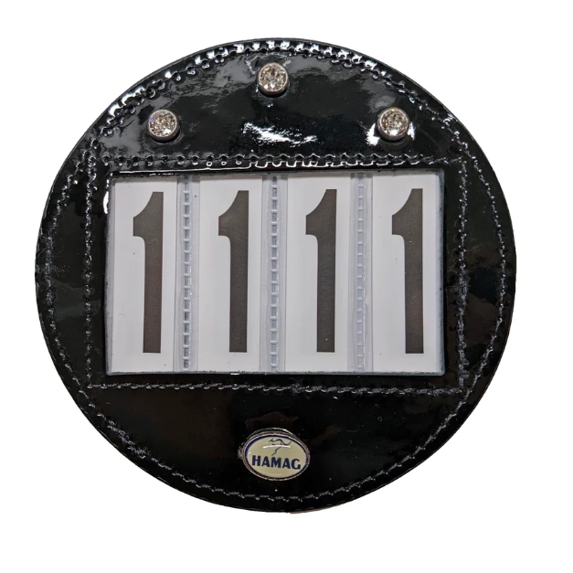 Round Patent Leather Saddle Cloth Number Holders (Pair)