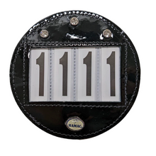 Load image into Gallery viewer, Round Patent Leather Saddle Cloth Number Holders (Pair)
