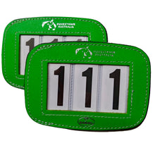 Load image into Gallery viewer, Equestrian Australia Stallion Leather Halter Number Holders (Pair)