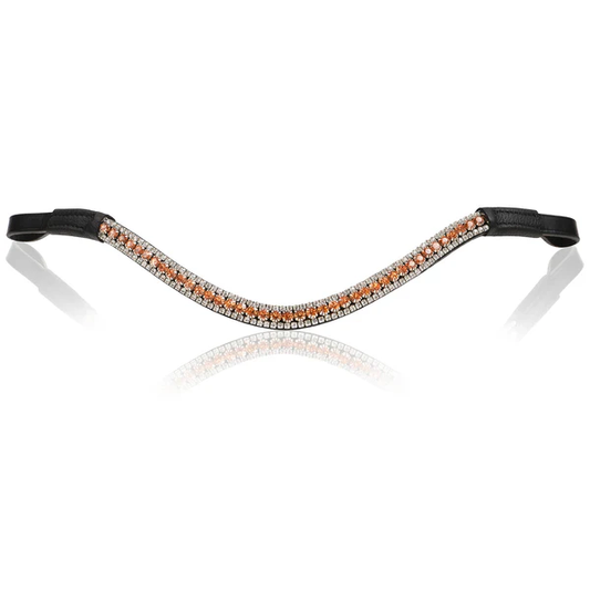 Champagne Crystal Browband (Black Leather) - Cob Size