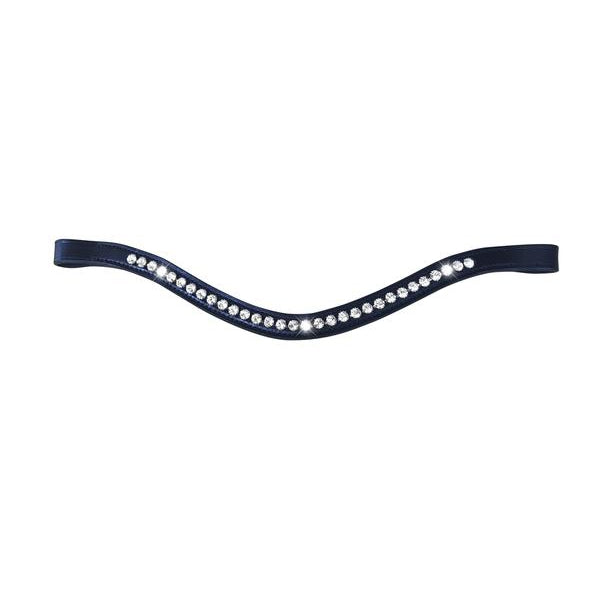 Swarovski Crystal Browband (Black Leather) - Cob/Full Size