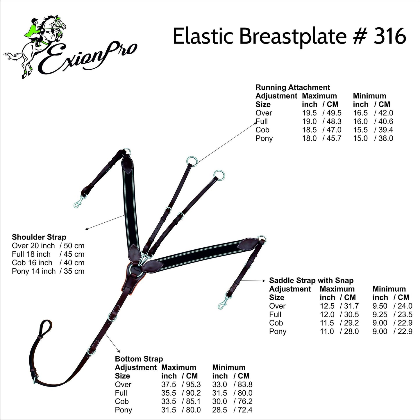 3 Point Breastplate - Black/Grey/Maroon Elastic