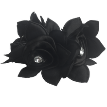 Load image into Gallery viewer, Black Rose Hair Scrunchie with Crystals