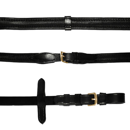 Padded Nappa Leather Reins (Flat) (Gold Fittings)