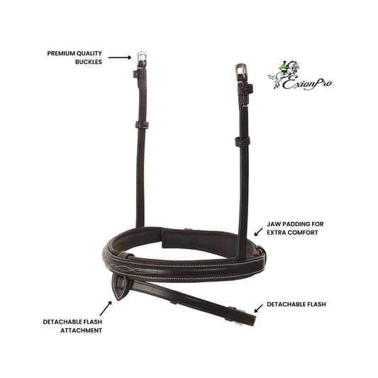 Fancy Stitch Padded Hanoverian Noseband - Havana Brown/Cob Size