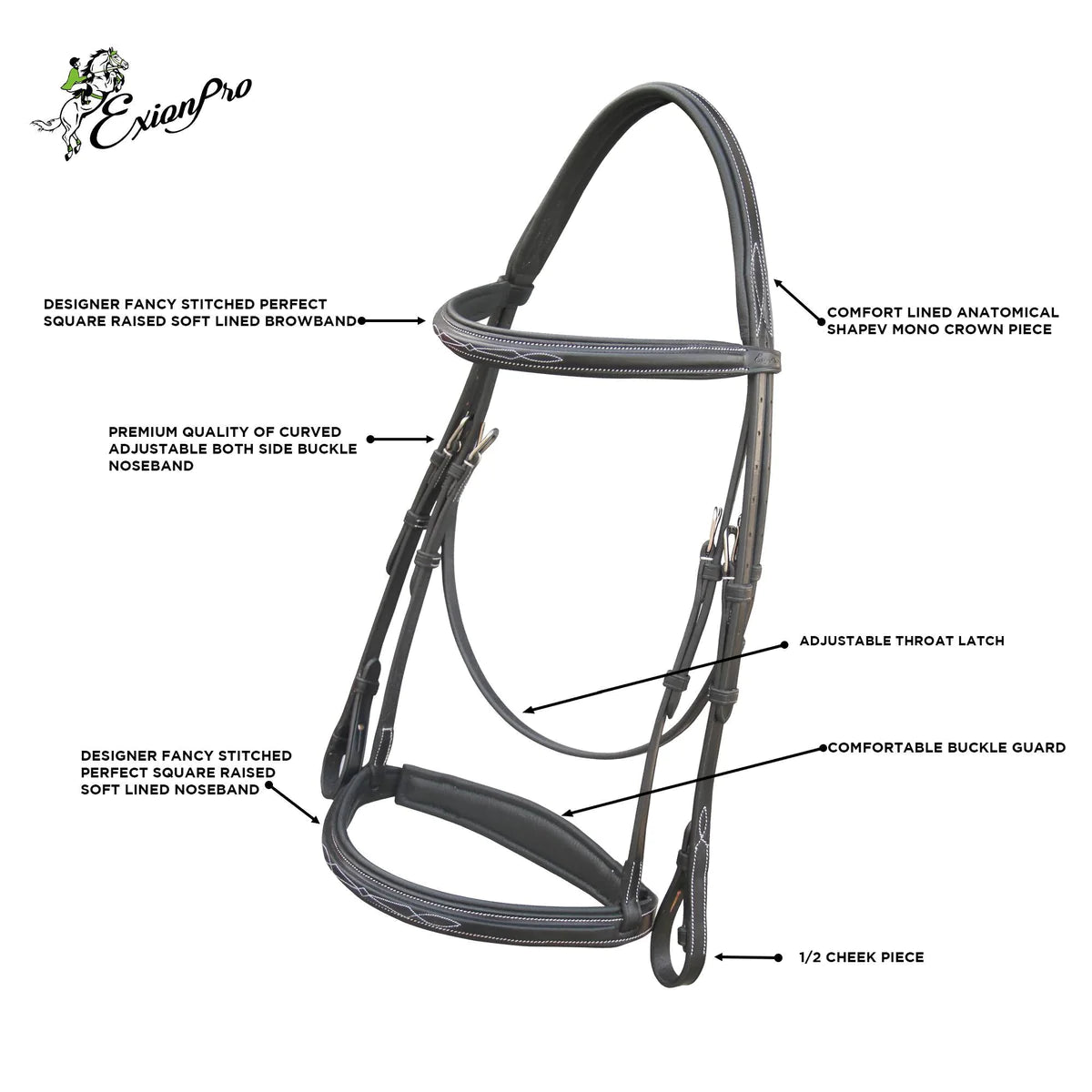 Fancy Stitch Padded Cavesson Bridle