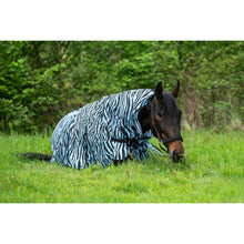 Load image into Gallery viewer, Aqua Zebra Fly Rug with neck