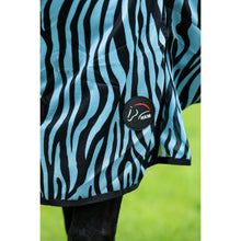 Load image into Gallery viewer, Aqua Zebra Fly Rug with neck