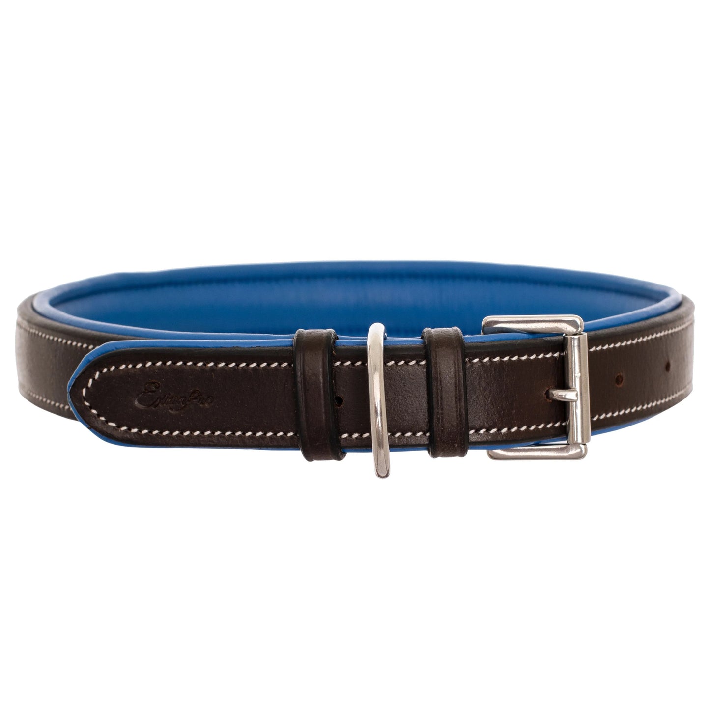Silver Snaffle Padded Leather Dog Collar