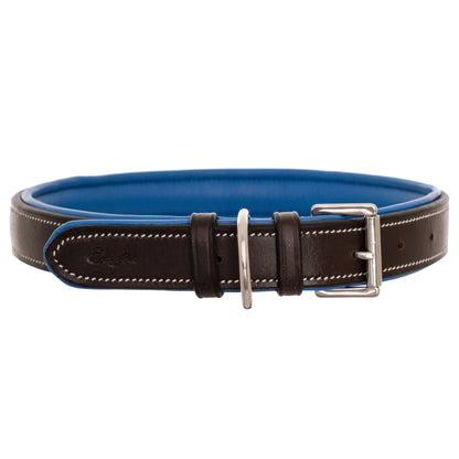 Silver Snaffle Padded Leather Dog Collar