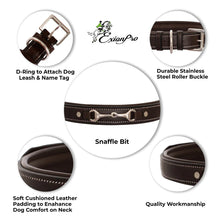 Load image into Gallery viewer, Silver Snaffle Padded Leather Dog Collar