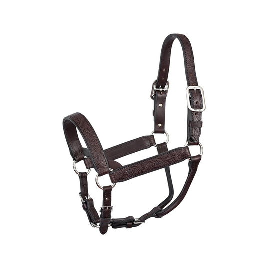 Floral Embossed Havana Leather Halter