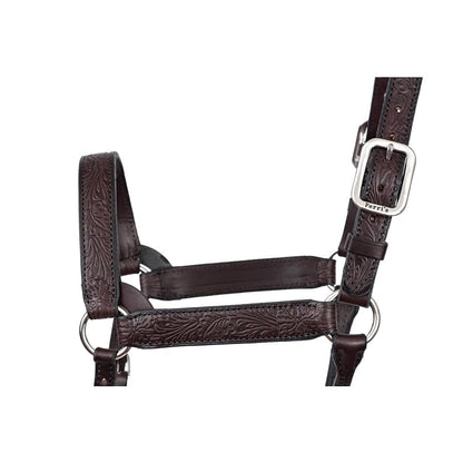 Floral Embossed Havana Leather Halter