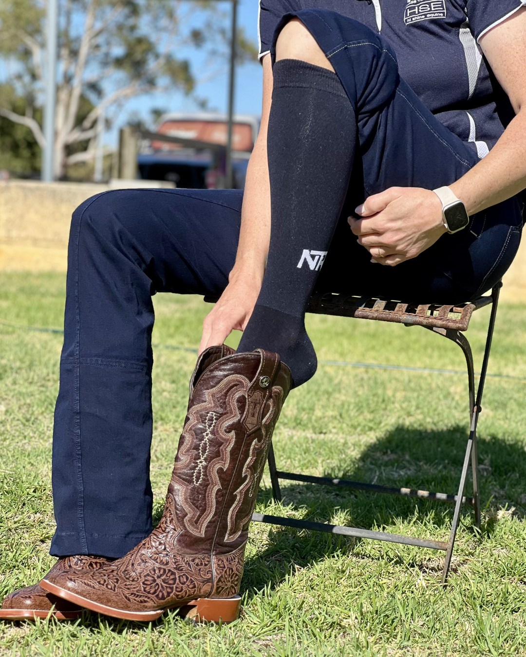 Navy Knee High Riding Socks - Ride More, Worry Less