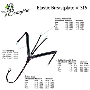 3 Point Breastplate - Navy/White Elastic - Black/Stainless Steel - Cob/Full Sizes
