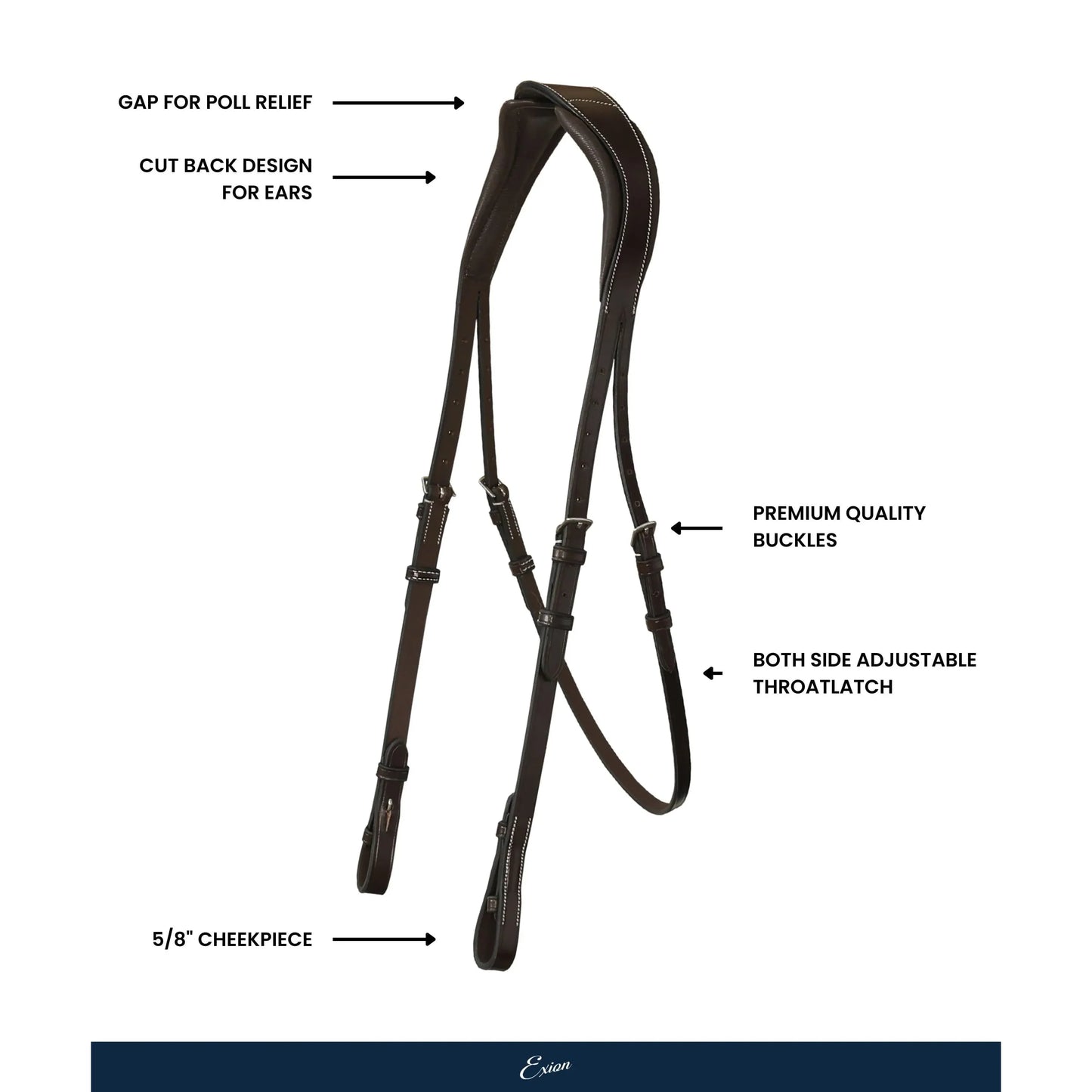 Anatomic Double Strap Headpiece for Bitless or Nosebandless Bridles