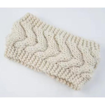 Beige Women's knitted headband ear warmer