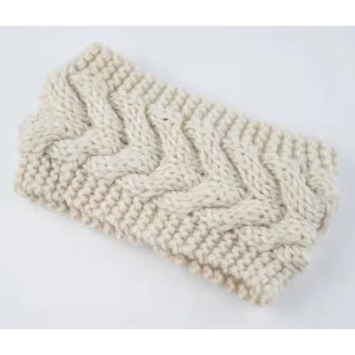 Beige Women's knitted headband ear warmer
