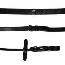 Load image into Gallery viewer, Leather &amp; Rubber Grip Reins (Rolled, Silver)