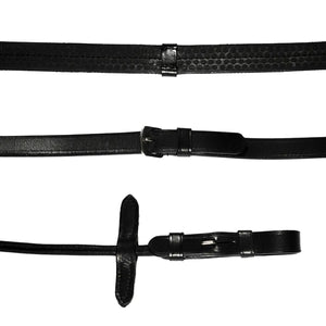 Leather & Rubber Grip Reins (Rolled, Silver)