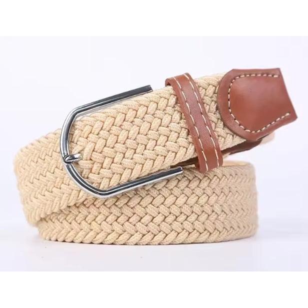 Cream Elastic Braided Belt