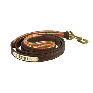 Padded Leather Dog Leash with Plate