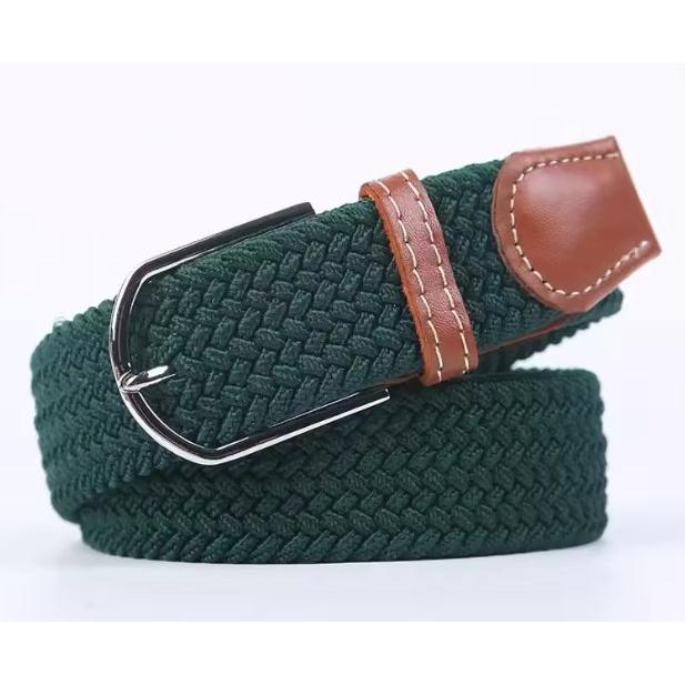 Hunter Green Elastic Braided Belt