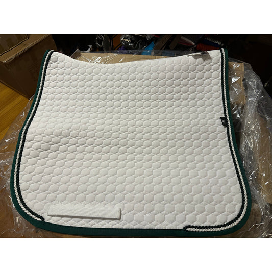 White/Green XL Square Saddlepad