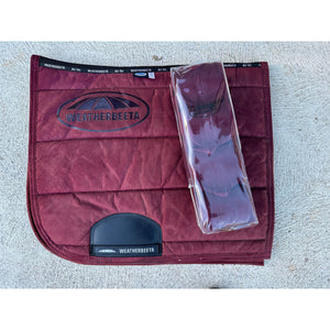 Used - Burgundy Dressage Saddle Pad with bandages