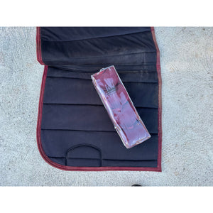 Used - Burgundy Dressage Saddle Pad with bandages