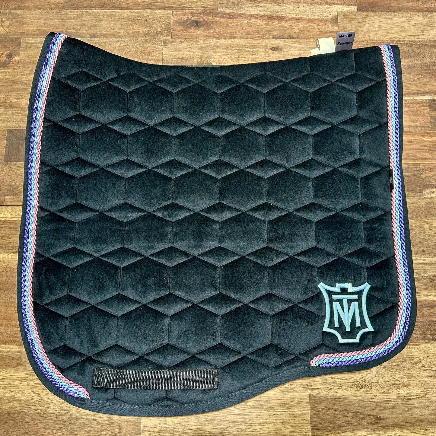 Violet/Ice Blue/Rose/Black Velvet Sheen Saddle Pad - Eurofit/Large Size