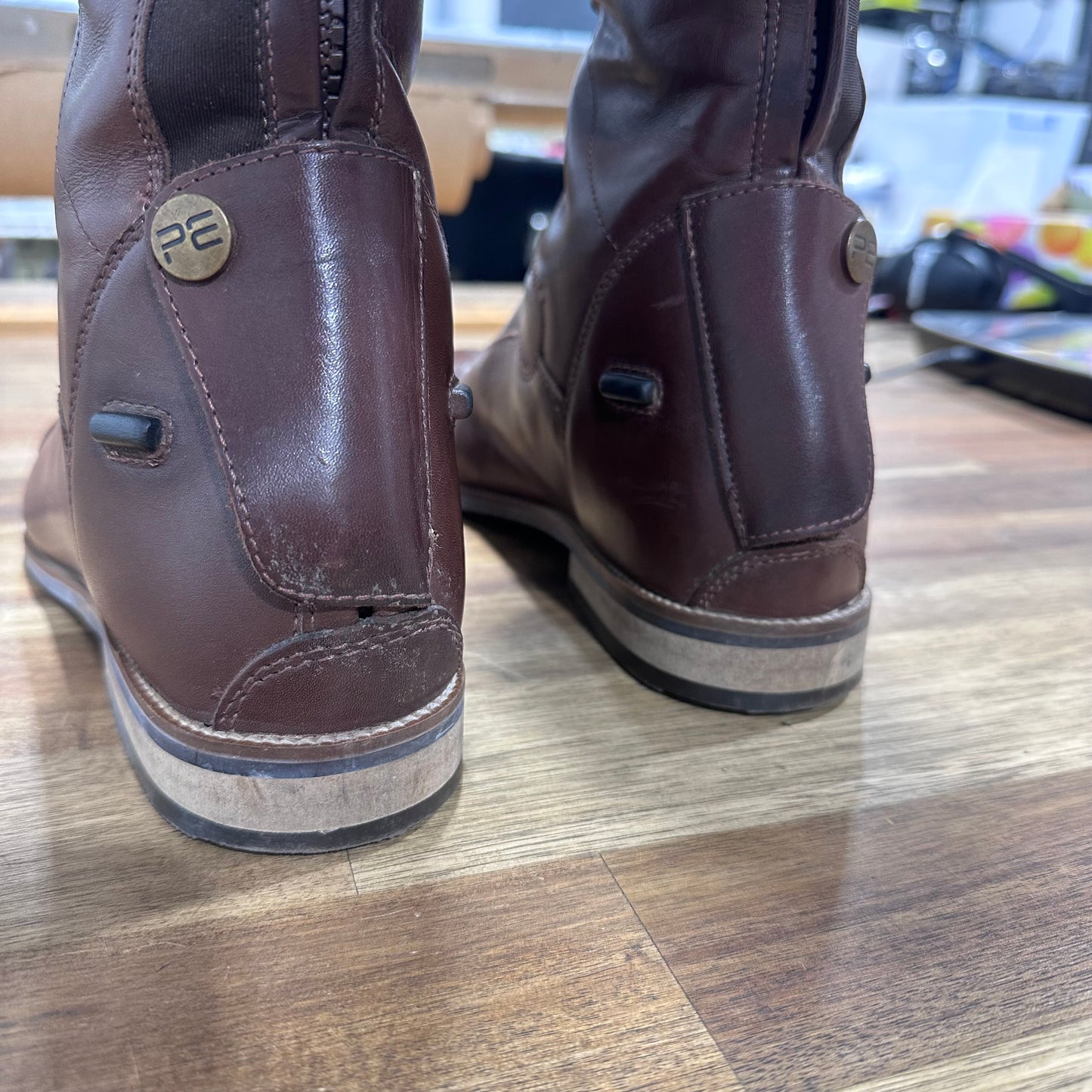 Maurizia Ladies Lace Front Tall Leather Riding Boots - Brown/Size UK8/Wide