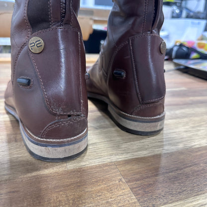 Maurizia Ladies Lace Front Tall Leather Riding Boots - Brown/Size UK8/Wide