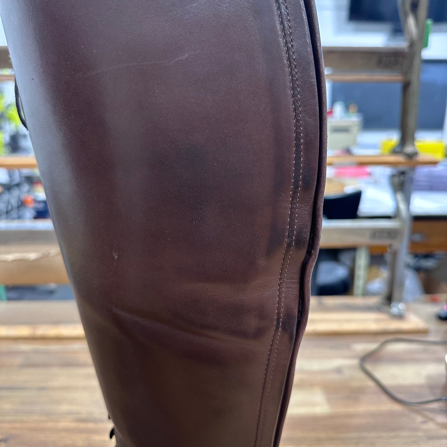 Maurizia Ladies Lace Front Tall Leather Riding Boots - Brown/Size UK8/Wide