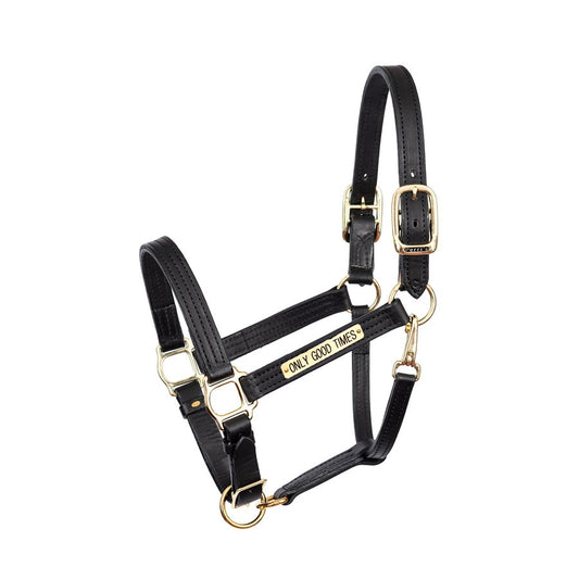 1" Leather Turnout Halter w/plate