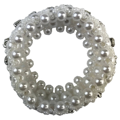 Large Pearl Scrunchie with Beads & Crystals