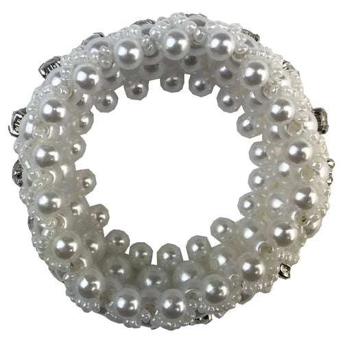 Large Pearl Scrunchie with Beads & Crystals