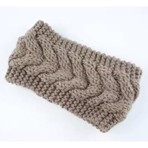Light Brown Women's knitted headband ear warmer