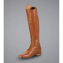 Load image into Gallery viewer, Cognac Size 8 Wide - Maurizia Ladies Lace Front Tall Leather Riding Boots