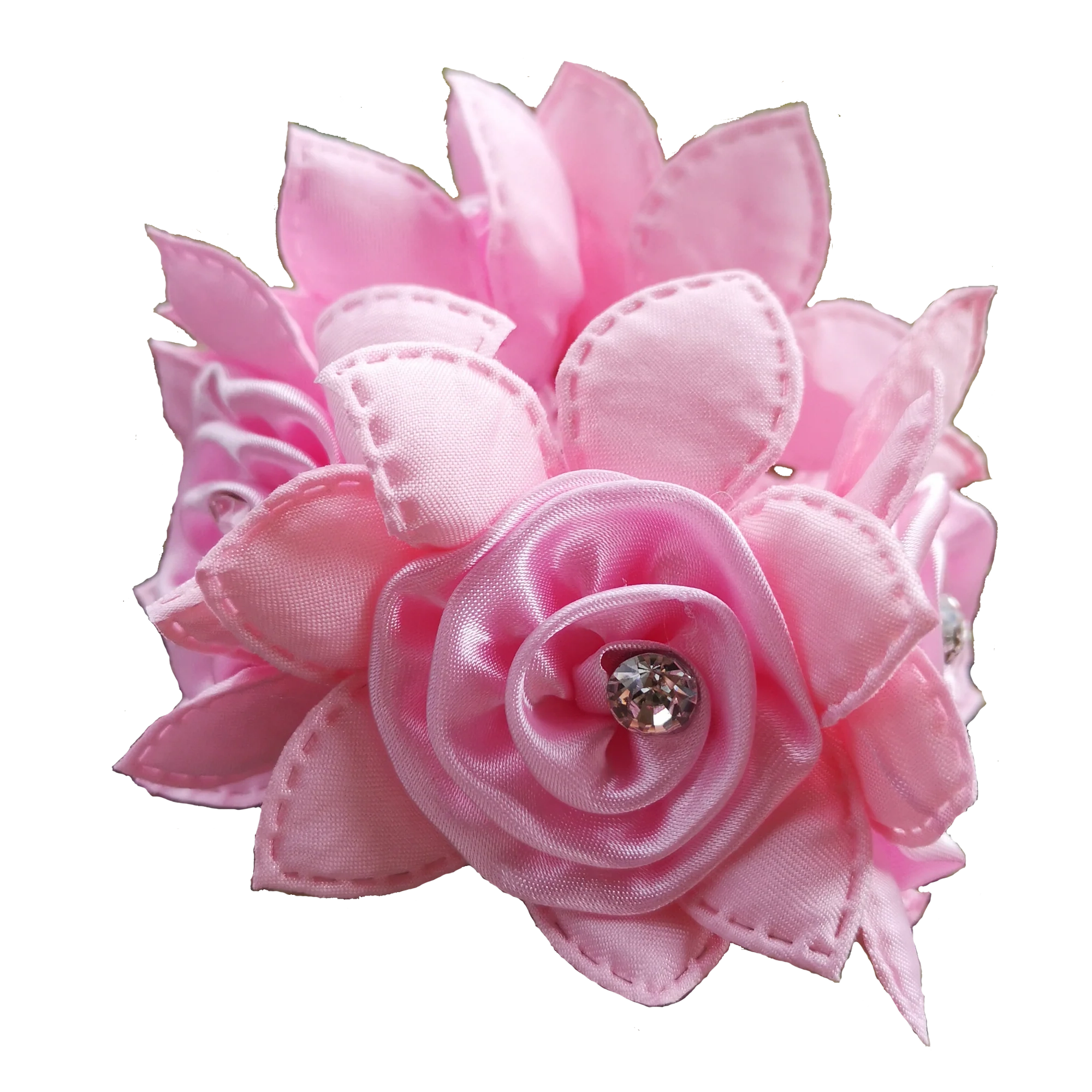 Pink Rose Hair Scrunchie with Crystals – Tacklet