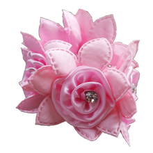 Load image into Gallery viewer, Pink Rose Hair Scrunchie with Crystals